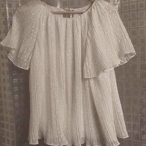 Lewit White Chiffon Swiss Dot Blouse